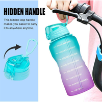 Bouteille d'eau en plastique de 3,8 L à grande capacité avec paille et poignée, sans BPA, qualité alimentaire, idéale pour l'entraînement en extérieur