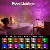 Lampe de douche étanche avec télécommande, projecteur d'ondes océaniques 16 couleurs pour salle de bain, veilleuse sans fil rechargeable