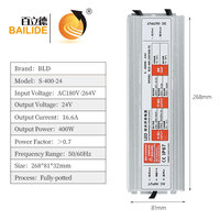 Alimentation à découpage LED extérieure étanche IP67 Bailide 12V 33.3A haute qualité à tension constante, 24V 16.6A, efficacité 85%