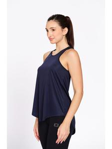Munns & Mars <b>Women's</b> <b>Navy</b> Blue Solid Activewear Tank Shirt Polyester Sleeveless Racerback Sports <b>Top</b> Suitable for Gym Sessions - Product Image 6