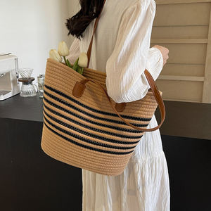 Модные плетеные пляжные сумки из ротанга прочные большие богемные летние пляжные соломенные полотенца Сумка-тоут - Product Image 5
