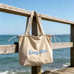 Sac fourre-tout en toile personnalisé à prix abordable avec logo imprimé, réutilisable, en coton, avec cordon de serrage - Product Image 3