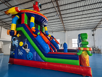 Château gonflable à double toboggan sur le thème de l'astronaute spatial, combo de jeu gonflable fusée de dessin animé pour parc d'attractions et carnaval pour enfants