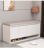 Banc à chaussures en bois avec rangement intégré, meuble de rangement anti-poussière pour l'entrée de la maison, banc-baume tout-en-un