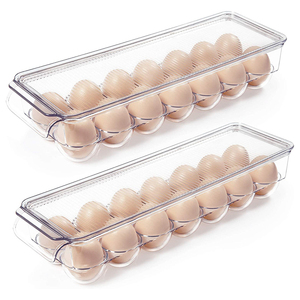 14 Grid Plastic Stackable Fridge Organizer Egg Cup Holder Tray Rack Storage Box Set with Lid