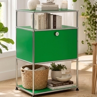 Table de chevet modulaire personnalisable en métal, armoire de rangement latérale en acier avec tiroirs pour chambre et salon