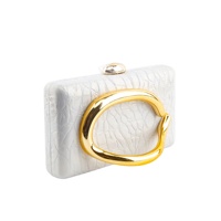 Pochette blanche en similicuir effet croco avec anneau doré surdimensionné, sac de soirée de luxe, fournisseur OEM/ODM