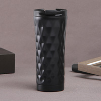 Gobelet isotherme portable en acier inoxydable à motif diamant concave créatif, style moderne et simple, résistant à l'eau bouillante, grande capacité