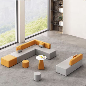 Canapé <span class=keywords><strong>de</strong></span> bureau, salle <span class=keywords><strong>de</strong></span> réception, salon d'affaires moderne et simple, <span class=keywords><strong>table</strong></span> basse créative personnalisée <span class=keywords><strong>de</strong></span> forme irrégulière en cuir - Product Image 2