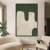 Peinture abstraite marron style Mid-Century Modern, art mural Wabi Sabi, peinture à l'huile géométrique faite à la main sur toile encadrée, décoration minimaliste pour la maison