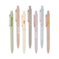 Stylos gel personnalisables de 0.5mm de haute valeur bleu Morandi Press Signature Logo imprimable mignon stylos de bureau d'affaires promotionnels en plastique