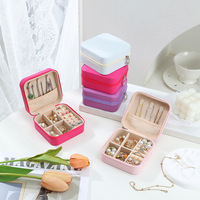 Étui à bijoux de voyage en cuir PVC, boîte à bijoux avec fermeture éclair, organisateur de bagues, boucles d'oreilles, colliers, rangement portable pour femmes