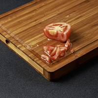 Planche à découper en bambou carbonisé, traitée thermiquement, 40x28x2.5cm, avec poignée latérale et rainure pour les jus, pour la cuisine quotidienne, le service et la préparation des aliments