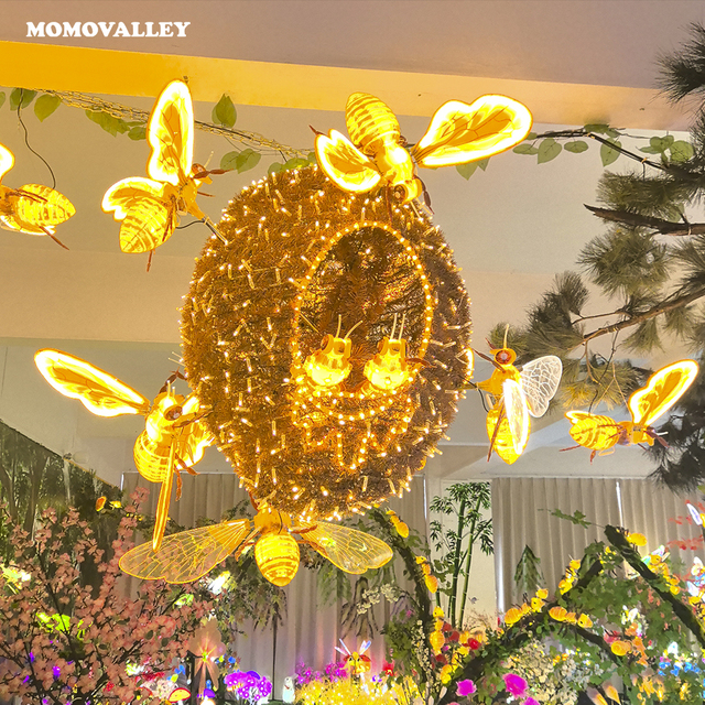 Outdoor Honeycomb Led Lightsbee Hive Model Park Pipe Lights Events Landscape Insect Christmas Decorative Lights for Garden