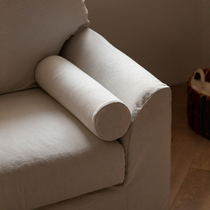 Divano in Tessuto di Lino Bianco Stile Giapponese Wabi Sabi Nordico per Due o Tre Persone, Sfoderabile e Lavabile, Arredamento Compatto - Product Image 4