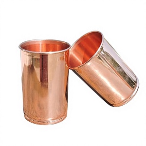 Gobelet en verre et cuivre de luxe fait main pour les fêtes, écologique, taille personnalisée, passe au lave-vaisselle, design moderne unisexe - Product Image 1