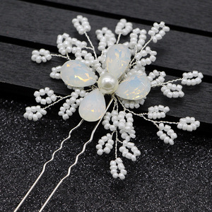 Épingle à <span class=keywords><strong>cheveux</strong></span> coréenne faite à la main avec des fleurs en perles, coiffe de mariage, accessoires pour <span class=keywords><strong>cheveux</strong></span> courts, transfrontalier - Product Image 2