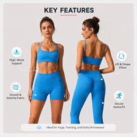 Ensemble de yoga 2 pièces personnalisé pour femme : Soutien-gorge de sport et short froncé taille haute – Tenue de fitness, de gym et de sport