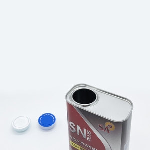Bidon en fer blanc carré/rectangulaire de 1L pour liquide de frein et huile moteur avec bouchon en plastique - Product Image 6