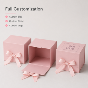 Pink Square Magnetic <strong>Gift</strong> Box Foldable Design Satin Ribbon <strong>Bow</strong> Luxury Matte Finish for <strong>Gifts</strong> Wholesale From Factory Supply - Product Image 5