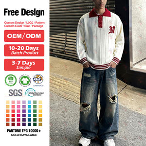 Herren-Jugendlicher Custom Strickwaren Polokragen Frühling und Herbst Langarm Strickpullover Jacquard-Buchstaben Polo-Pullover für Herren - Product Image 2