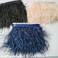 Franges de plumes d'autruche de haute qualité 10-15 cm, garnitures en dentelle d'autruche en gros pour vêtements de danse, robes de mariée, haute couture