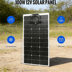 Panel Solar Flexible Ultraligero de 100W, Monocristalino, Ultrafino, 4.19lbs, IP67 Impermeable, Negro, para RV, Barco, Techo, Balcón - Product Image 2
