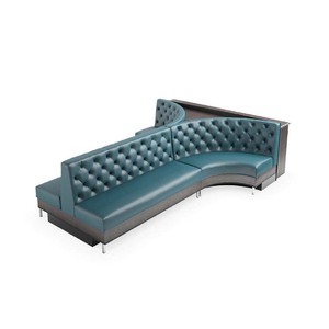 Juego de sofá de bolos seccional en forma de Y de lujo ligero, cabina de <span class=keywords><strong>restaurante</strong></span> de cuero azul claro, esquina de espera, asiento de sofá para banquete - Product Image 3