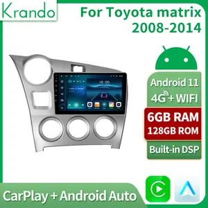 Krando Unidade Principal Android 12.0 9 Polegada Car Multimedia Player para Toyota matrix 2008-2014 Navegação Rádio GPS Sem Fio CarPlay