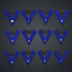 Provincial Star International PSI-107 Masonic Blue Lodge Officers Collar <b>Set</b> 12 <b>Sewing</b> Moir Ribbon Customized Size EA Style - Product Image 3