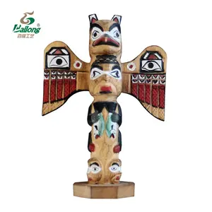 El yapımı dekoratif ahşap el sanatları ürünleri heykel heykelcik dekor hint totem kutup