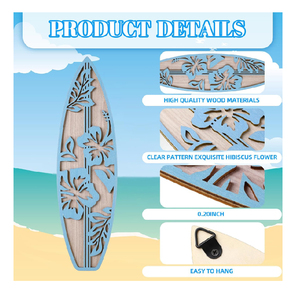 Décoration murale en bois de planches de surf (3 pièces) pour <span class=keywords><strong>chambre</strong></span>, thème plage et été, décoration tropicale - Product Image 3