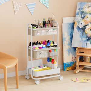 Modanais <span class=keywords><strong>Carrito</strong></span> <span class=keywords><strong>Organizador</strong></span> de Pañales para Bebé de 3 Niveles con Ruedas, Almacenamiento para Artículos Esenciales del Cuarto de Bebé, Divisores Desmontables - Product Image 5