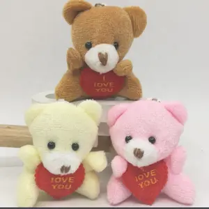 Werbe geschenk 6CM kleine plüsch valentine bär mit ich liebe sie rote herz mini joint teddybär mit rot Love herz