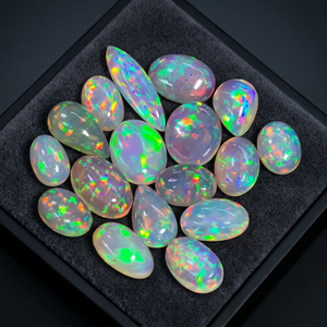 Ópalo Etíope Natural, Corte Pera, Formas Mixtas, Juego de Colores Brillantes y Efecto Fuego, Gema Suelta para Joyería W.A.GEMS - Product Image 1