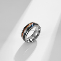 Poya – bague bombée en tungstène avec incrustation d'opale en bois de coquille d'ormeau pour hommes, prêt à être expédié
