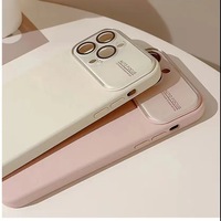 Coque de téléphone en silicone liquide uni, grande fenêtre, étanche et antichoc, avec protection de l'objectif de l'appareil photo pour 16 15 14 17 Pro Max Plus