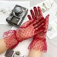 Gants courts transparents à pois noirs et blancs en tulle, parfaits pour les soirées, les bals, la danse, l'été et la conduite – Grande Vente