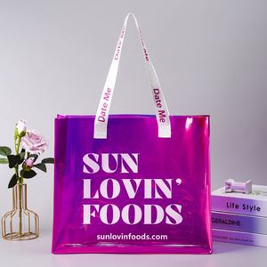 Custom Large Capacity PVC Tote <b>Bag</b> with PU Handle Custom Logo Waterproof Beach <b>Bag</b> with Shoulder <b>Strap</b> - Product Image 5