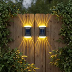 Lampu Dinding <span class=keywords><strong>LED</strong></span> Tenaga Surya Atas/Bawah IP65 Tahan Air Dilengkapi Baterai Isi Ulang untuk Penggunaan Luar Ruangan di Rumah, Taman, Halaman, Garasi, Beranda - Product Image 1