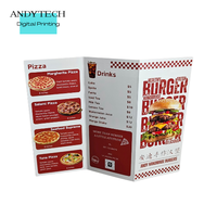 Flyers découpés sur mesure |   Flyers pliables uniques, impression numérique sur film enduit fantaisie/kraft, plastification, emballage, menu, coupon