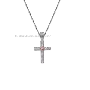 Flower <b>Cross</b> Pendant, Hip Hop Copper Inlaid Zircon Personalized <b>Cross</b> Necklace - Product Image 5