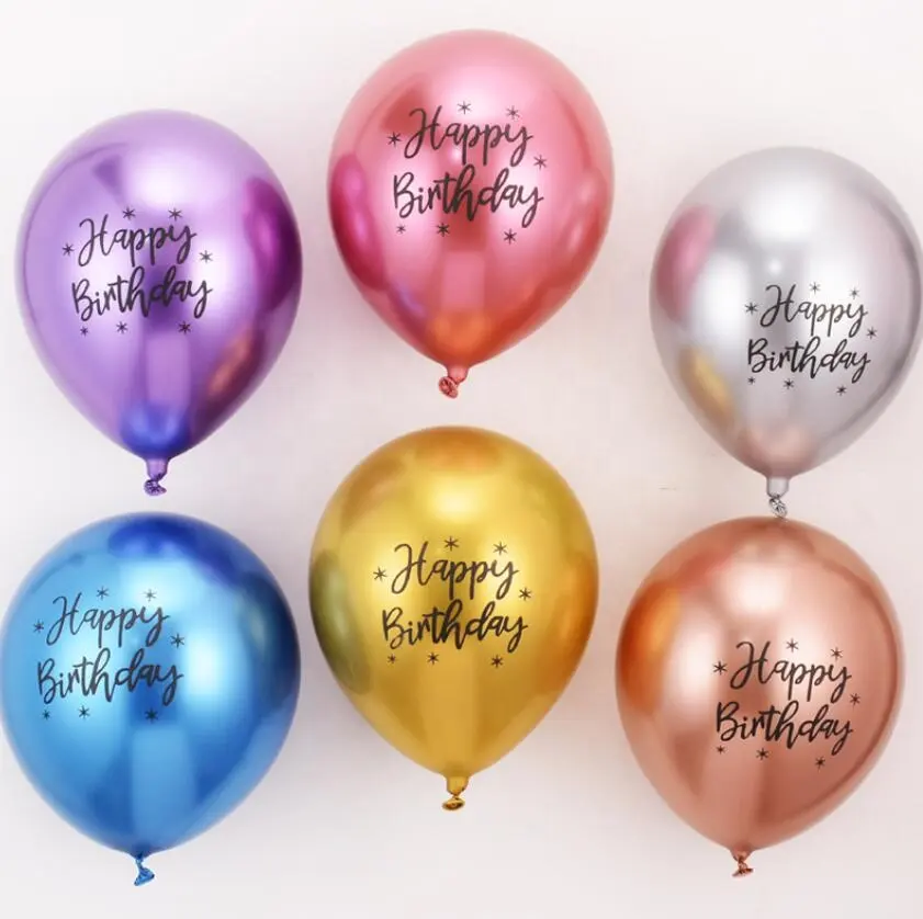 Wholesale 12 inch Chrome Color Wedding Decoration Latex Balloon Happy Birthday Metallic Balloons For Birthday Party Decoration