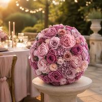 Composition florale moderne de haute qualité en soie artificielle, boule d'hortensias et de roses, centre de table de mariage, taille personnalisable