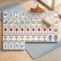 Juego de Mahjong de Lujo Estilo Judío, 2 Capas, Dos Tonos Blanco y Azul Marino, Acrílico Personalizado con Estrella, Portátil para 4 Jugadores, Entretenimiento