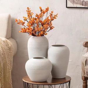 Wholesale Modern Rustic Standing White <strong>Unique</strong> Floor <strong>Vase</strong> New Design Round Ceramic &amp; Porcelain <strong>Vases</strong> for Home Decor - Product Image 3