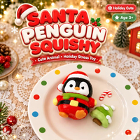 Jouet anti-stress en TPR souple en forme de pingouin de Noël, personnalisable avec logo, idéal pour les fêtes des filles et des garçons, vente en gros