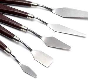 Couteau à <span class=keywords><strong>palette</strong></span> peinture spatule en acier inoxydable couteau à <span class=keywords><strong>palette</strong></span> peinture à l'huile couteaux en métal manche en bois - Product Image 4