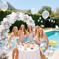 Kit d'arche de ballons Bobo à confettis blancs et argentés, ballons en latex transparents, décoration pour mariage, anniversaire, baptême, baby shower