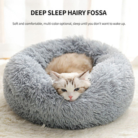 Coussin amovible et durable pour chat et chien, confortable, en peluche, rond, en forme de donut, lavable, doux, moelleux, apaisant, lit de luxe pour chien